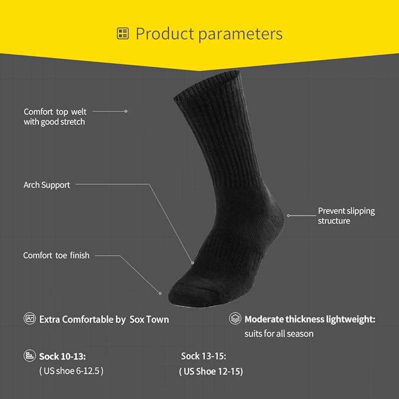 SOX TOWN Unisex Cushioned Crew Training Athletic Socks Men & Women with Combed Cotton Moisture Wicking Breathable Performance - Image 4