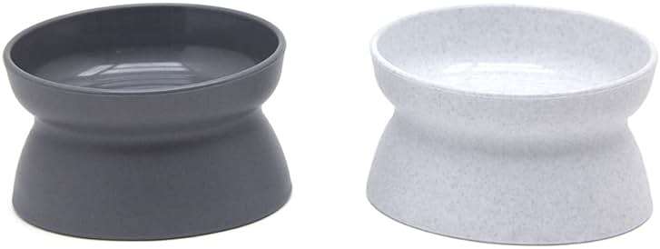 Kitty City Elevated Cat Bowls (Set of 2), Whisker-Friendly Raised Cat Food & Water Dishes, Modern Pedestal Design, Dishwasher Safe, 6.5 oz Each – White & Gray - Image 1