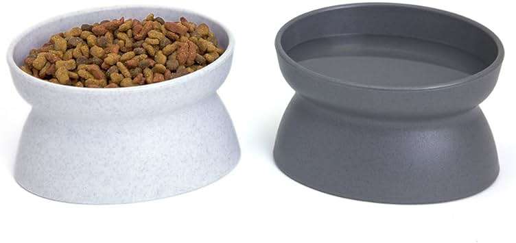 Kitty City Elevated Cat Bowls (Set of 2), Whisker-Friendly Raised Cat Food & Water Dishes, Modern Pedestal Design, Dishwasher Safe, 6.5 oz Each – White & Gray - Image 4