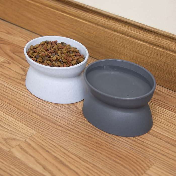 Kitty City Elevated Cat Bowls (Set of 2), Whisker-Friendly Raised Cat Food & Water Dishes, Modern Pedestal Design, Dishwasher Safe, 6.5 oz Each – White & Gray - Image 5