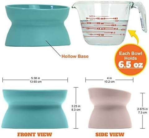 Kitty City Elevated Cat Bowls (Set of 2), Whisker-Friendly Raised Cat Food & Water Dishes, Modern Pedestal Design, Dishwasher Safe, 6.5 oz Each – White & Gray - Image 7