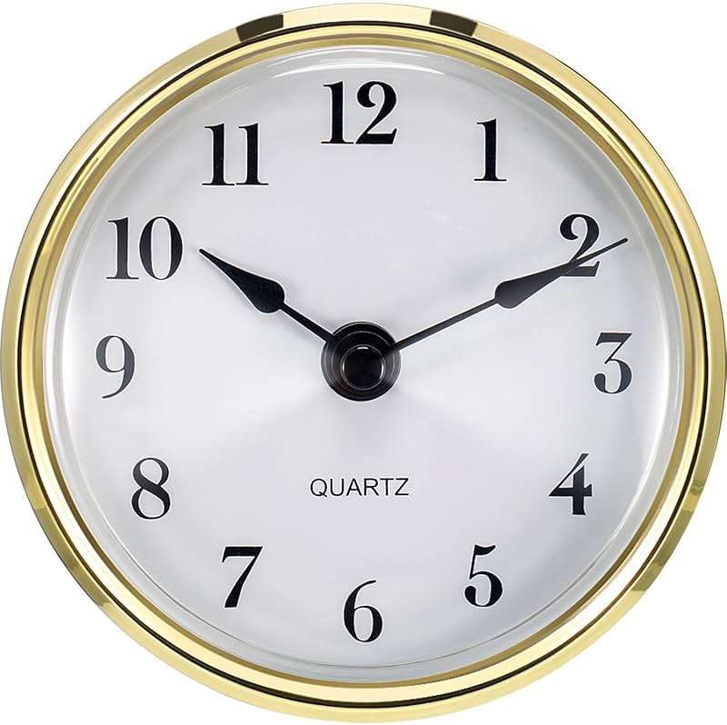 Hicarer 3-1/8 Inch (80 mm) Quartz Clock Insert Fit-up/Insert with Arabic Numeral, Gold Trim, Quartz Movement - Image 1
