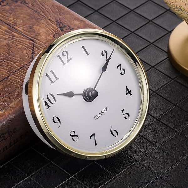 Hicarer 3-1/8 Inch (80 mm) Quartz Clock Insert Fit-up/Insert with Arabic Numeral, Gold Trim, Quartz Movement - Image 2