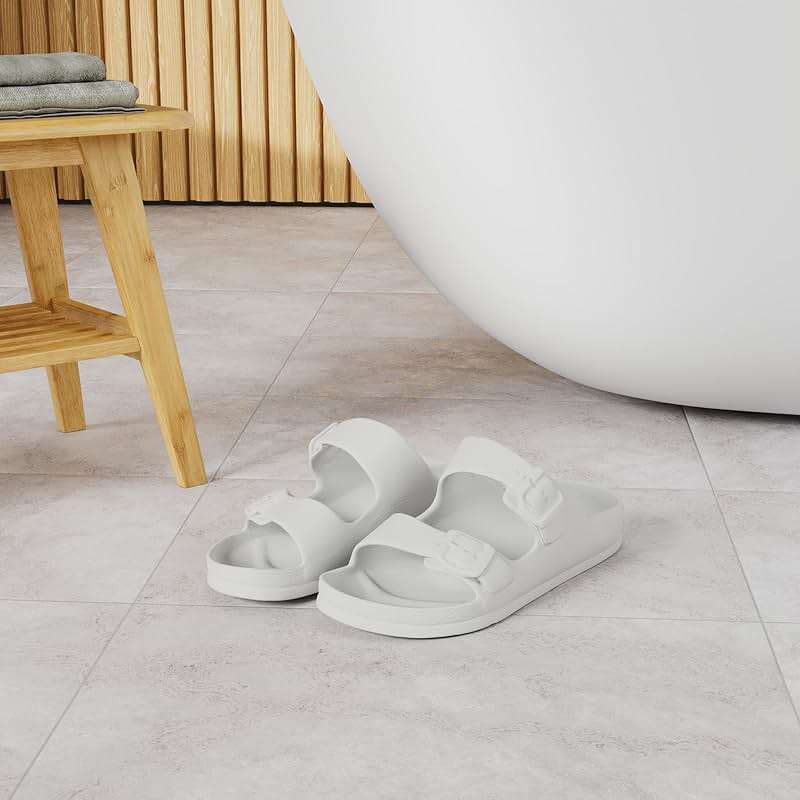 FUNKYMONKEY Women's Comfort Slides with Arch Support, Non-Slip Lightweight Foam Slip-on Flat Beach Sandals with Adjustable Buckle for Vacation & Everyday Wear - Image 2