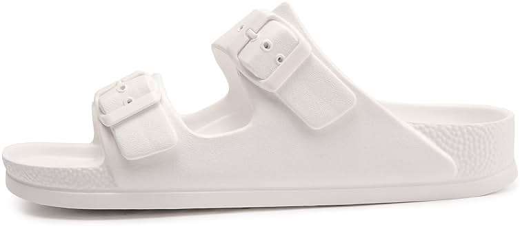FUNKYMONKEY Women's Comfort Slides with Arch Support, Non-Slip Lightweight Foam Slip-on Flat Beach Sandals with Adjustable Buckle for Vacation & Everyday Wear - Image 3