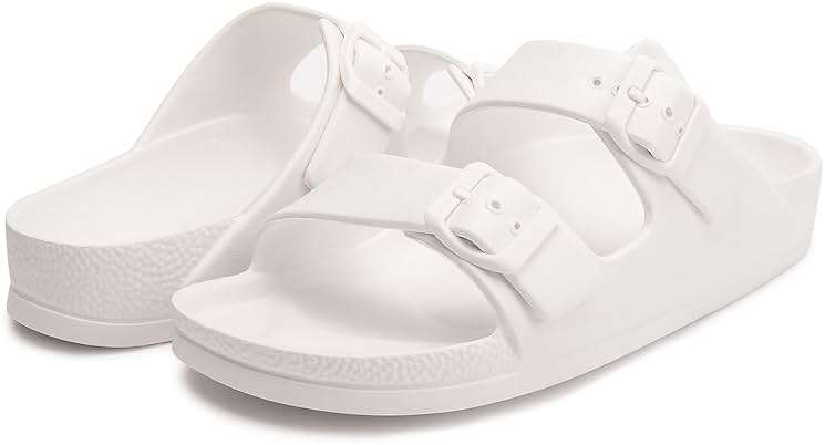 FUNKYMONKEY Women's Comfort Slides with Arch Support, Non-Slip Lightweight Foam Slip-on Flat Beach Sandals with Adjustable Buckle for Vacation & Everyday Wear - Image 6