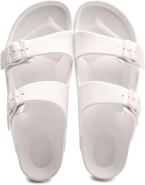 FUNKYMONKEY Women's Comfort Slides with Arch Support, Non-Slip Lightweight Foam Slip-on Flat Beach Sandals with Adjustable Buckle for Vacation & Everyday Wear - Image 7