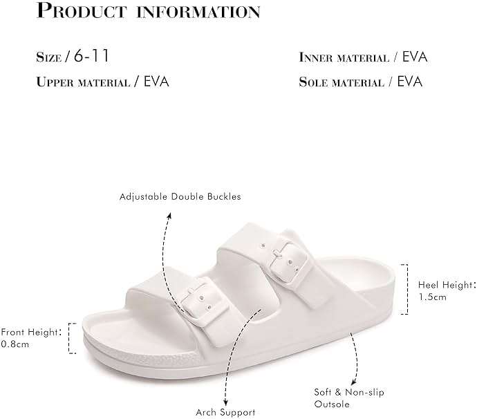 FUNKYMONKEY Women's Comfort Slides with Arch Support, Non-Slip Lightweight Foam Slip-on Flat Beach Sandals with Adjustable Buckle for Vacation & Everyday Wear - Image 8