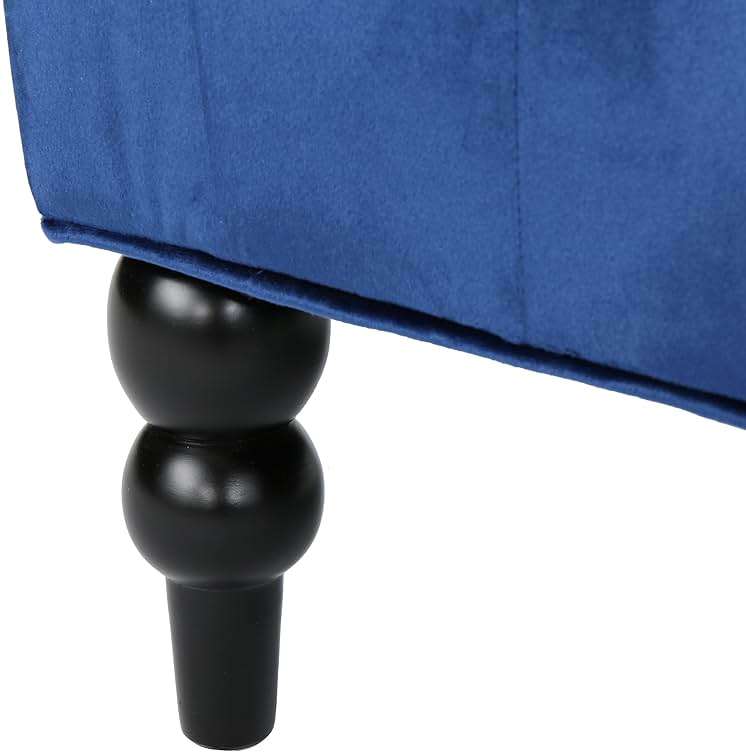 Christopher Knight Home Leora Traditional Tufted Velvet Wingback Loveseat, Navy Blue / Dark Brown - Image 8