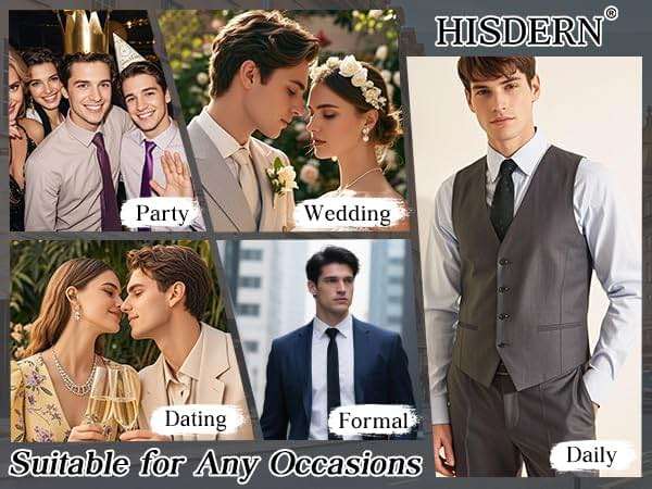 HISDERN Men Floral Ties Woven Classic 3.4" Necktie Set Formal Tie Pocket Square for Wedding with Handkerchief Gift Box - Image 5
