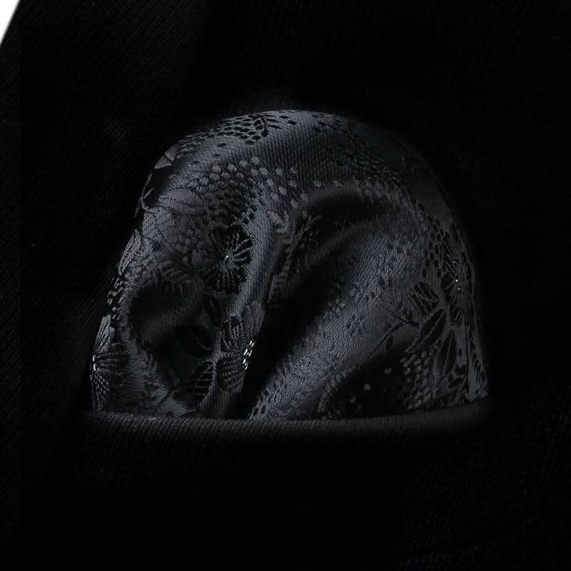 HISDERN Men Floral Ties Woven Classic 3.4" Necktie Set Formal Tie Pocket Square for Wedding with Handkerchief Gift Box - Image 6