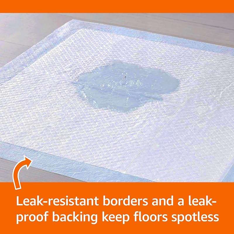 Amazon Basics Heavy Duty Dog and Puppy Pee Pads, Leak-Proof 5-Layer Super Absorbent, Quick-Dry Surface for Potty Training, Regular Size, 24x23", Blue & White, 50 Count - Image 3