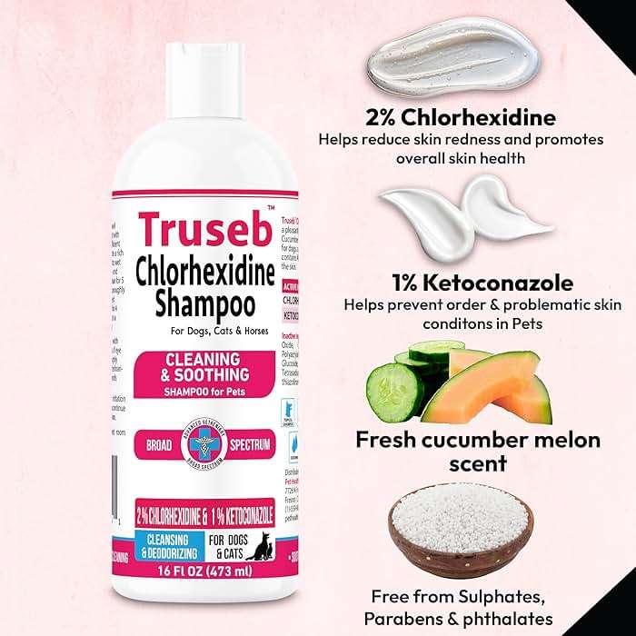 Truseb Topical Ketoconazole and Chlorhexidine Shampoo for Dogs, Cats, and Horses with Aloe - 16 oz (Ketoconazole & Chlorhexidine Shampoo, 16 oz) - Image 4