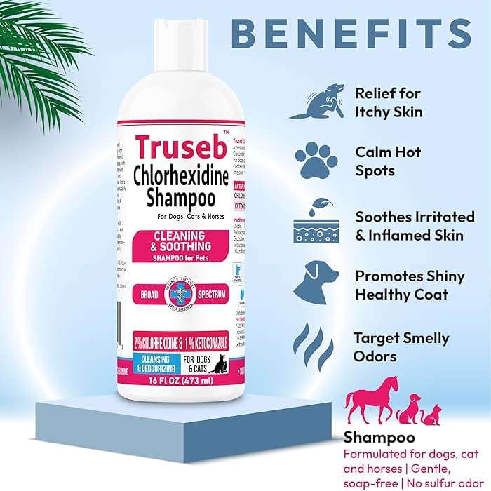 Truseb Topical Ketoconazole and Chlorhexidine Shampoo for Dogs, Cats, and Horses with Aloe - 16 oz (Ketoconazole & Chlorhexidine Shampoo, 16 oz) - Image 5
