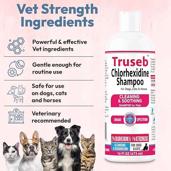 Truseb Topical Ketoconazole and Chlorhexidine Shampoo for Dogs, Cats, and Horses with Aloe - 16 oz (Ketoconazole & Chlorhexidine Shampoo, 16 oz) - Image 6