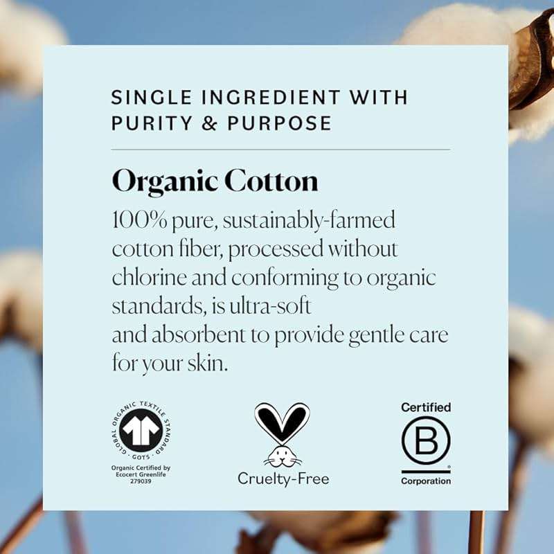 Sky Organics Jumbo Cotton Balls for Sensitive Skin, 100% Pure Organic Cotton Sustainably Grown, Chlorine Free, Hypoallergenic, Ultra-Soft and Absorbent for Beauty,Personal Care, 100 ct - Image 5