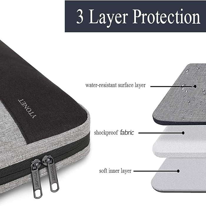 Ytonet Laptop Case, 15.6 inch TSA Laptop Sleeve Computer Bag Water Resistant Computer Case Carrying Cover Compatible for Lenovo, HP, Dell, Asus Notebook, Gifts for Men Women, Grey - Image 8