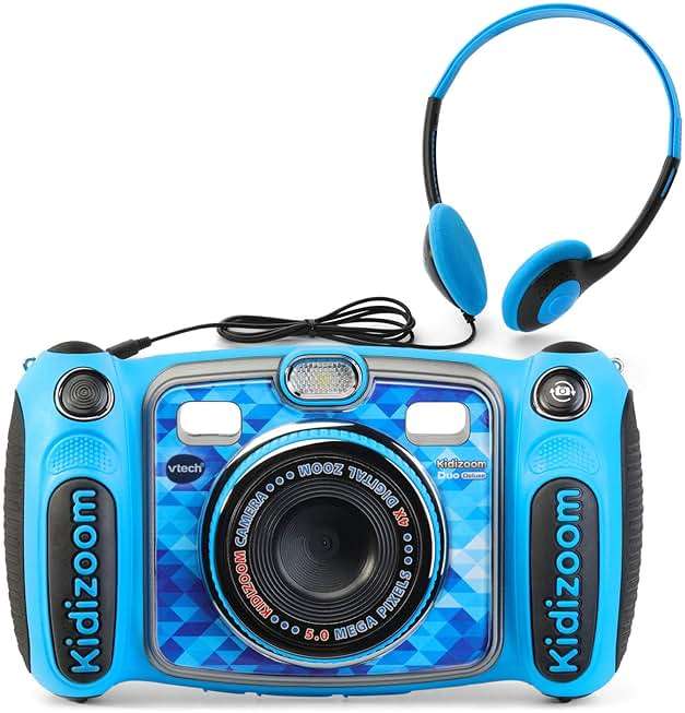 VTech Kidizoom Duo 5.0 Deluxe Digital Selfie Camera with MP3 Player and Headphones, Blue - Image 1