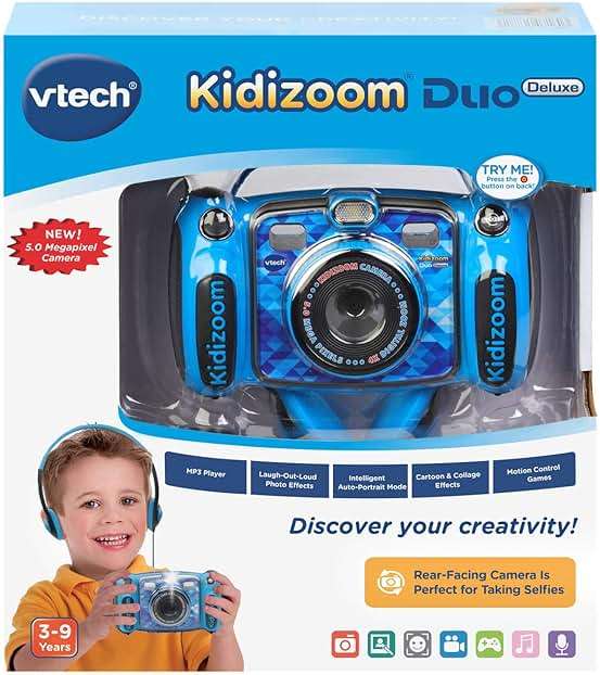 VTech Kidizoom Duo 5.0 Deluxe Digital Selfie Camera with MP3 Player and Headphones, Blue - Image 7