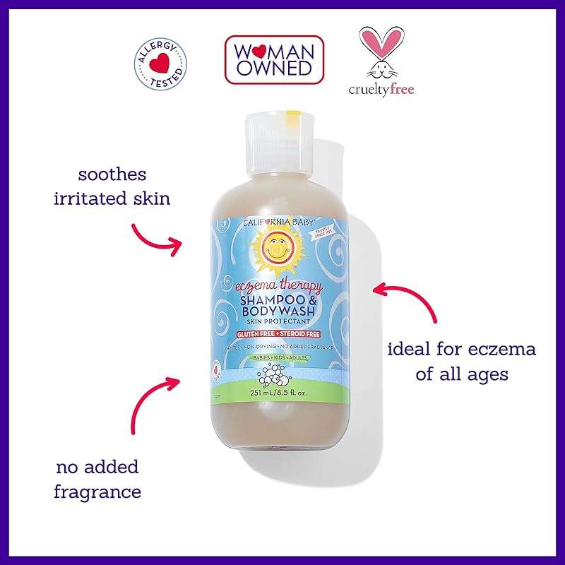 California Baby Eczema Body Wash & Shampoo | Gentle Steroid-Free Eczema Treatment | Colloidal Oatmeal + Aloe Vera | 100% Plant-Based | 8.5 oz. - Image 4
