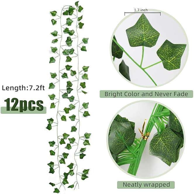 RECUTMS Fake Vines for Room Decor 86 FT Artificial Ivy Garland Hanging Plants Faux Greenery Leaves Bedroom Decor Aesthetic for Wall Wedding Party Home Garden Office Patio Outdoor Decoration(12 Pack) - Image 3