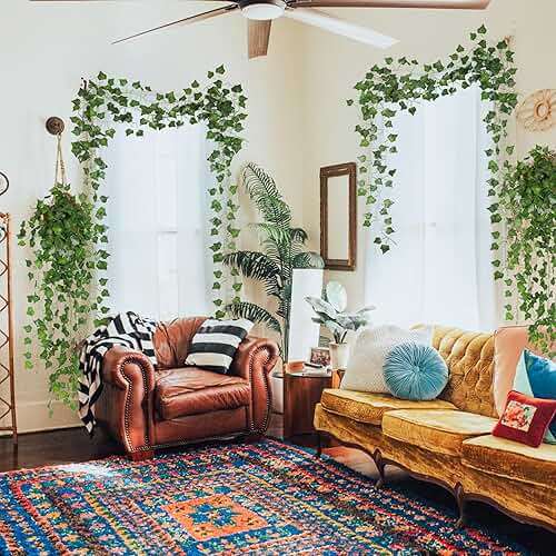 RECUTMS Fake Vines for Room Decor 86 FT Artificial Ivy Garland Hanging Plants Faux Greenery Leaves Bedroom Decor Aesthetic for Wall Wedding Party Home Garden Office Patio Outdoor Decoration(12 Pack) - Image 5