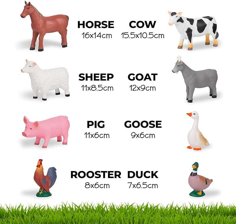 Learning Minds Set of 8 Jumbo Farm Animal Figures - Farm Animals for Toddlers Age 1-3 - Farm Toy for Kids Age 18 Months Plus - Animal Toys for Kids 1,2,3 Years Old - Image 4