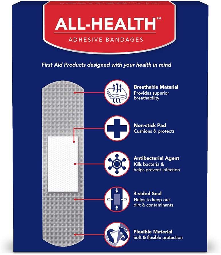 All Health Antibacterial Sheer Adhesive Bandages, 3/4 in x 3 in, 160 ct | Helps Prevent Infection, Extra Large Comfortable Protection for First Aid and Wound Care - Image 2