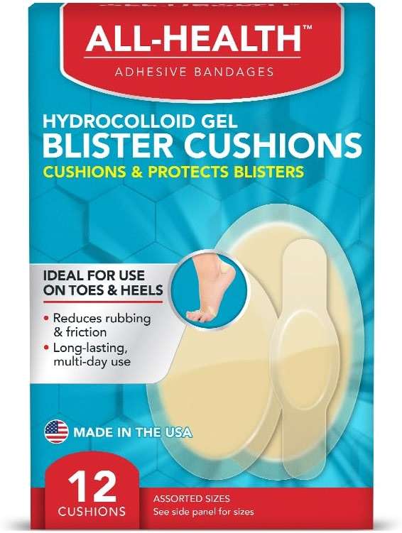All Health Extreme Hydrocolloid Gel Blister Cushion Bandages, Assorted Sizes Variety Pack, 12 ct | Protection Against Rubbing and Friction for Blisters - Image 1
