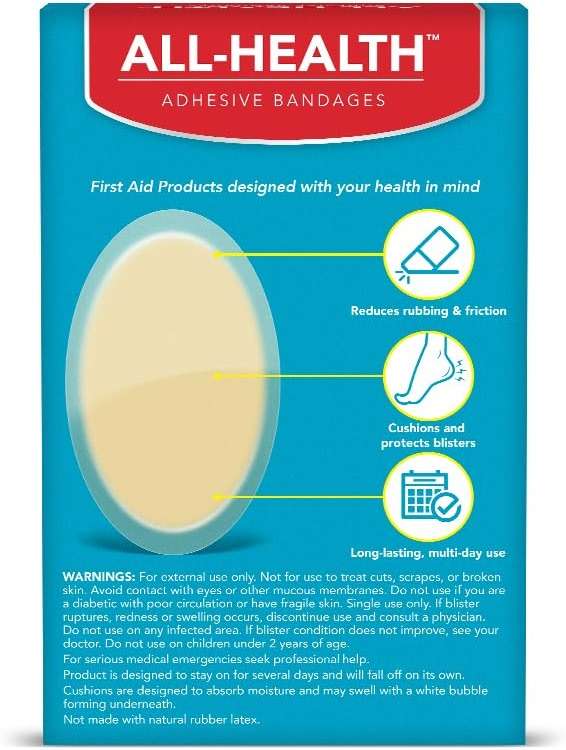 All Health Extreme Hydrocolloid Gel Blister Cushion Bandages, Assorted Sizes Variety Pack, 12 ct | Protection Against Rubbing and Friction for Blisters - Image 2