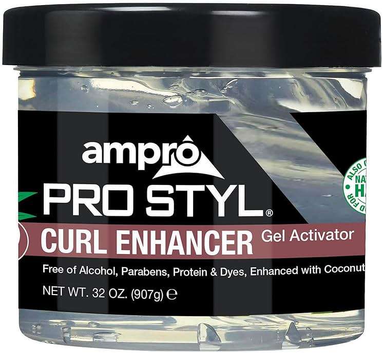 AmPro Pro Styl Curl Enhancer - Gel Activator with Coconut Oil to Moisturize and Define Coils and Waves - Helps Protect and Hydrate Hair Shaft - Tames and Adds Shine to Tresses - Regular - 32 oz - Image 1
