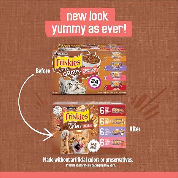 Purina Friskies Extra Gravy Wet Cat Food Chunky 24ct Variety Pack (With Chicken, Turkey, Salmon, Beef) - (Pack of 24) 5.5 oz. Cans - Image 2