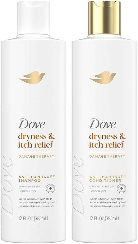 Dove Shampoo and Conditioner Set - DermaCare Scalp Dryness & Itch Relief, Pyrithione Zinc Shampoo and Conditioner, Anti-Dandruff, Anti-Frizz, Smoothing Hair Care, 12 Oz (2 Piece Set) - Image 1