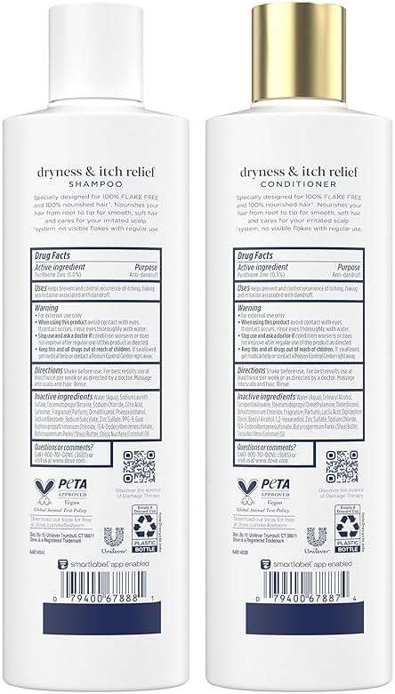 Dove Shampoo and Conditioner Set - DermaCare Scalp Dryness & Itch Relief, Pyrithione Zinc Shampoo and Conditioner, Anti-Dandruff, Anti-Frizz, Smoothing Hair Care, 12 Oz (2 Piece Set) - Image 2