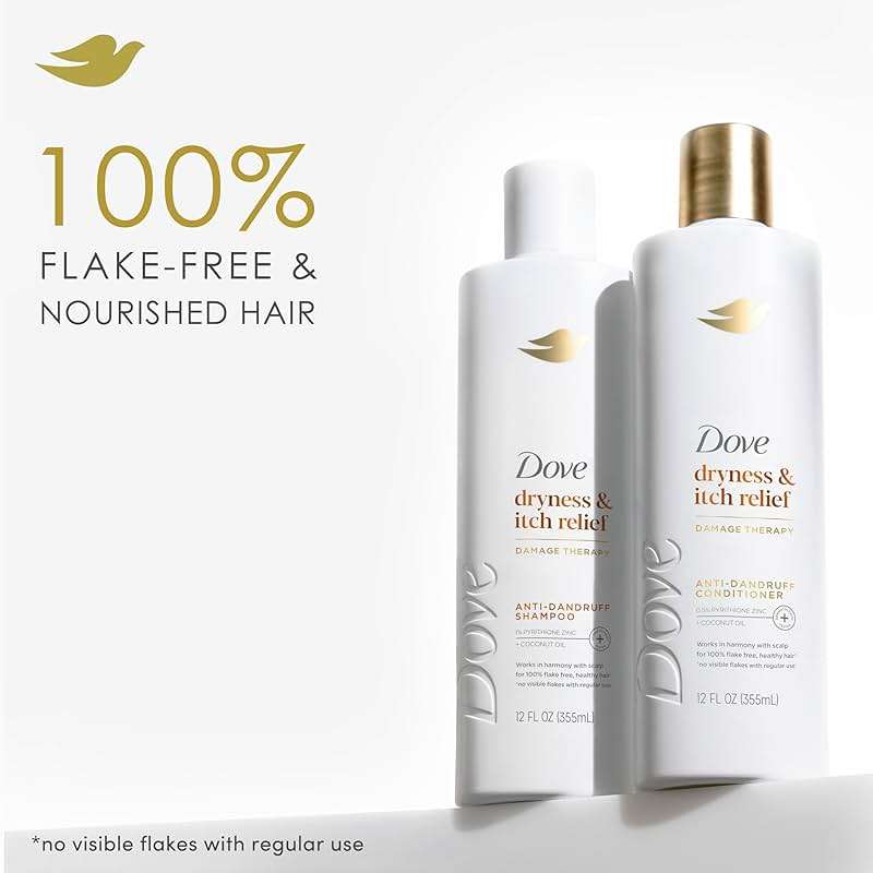 Dove Shampoo and Conditioner Set - DermaCare Scalp Dryness & Itch Relief, Pyrithione Zinc Shampoo and Conditioner, Anti-Dandruff, Anti-Frizz, Smoothing Hair Care, 12 Oz (2 Piece Set) - Image 6