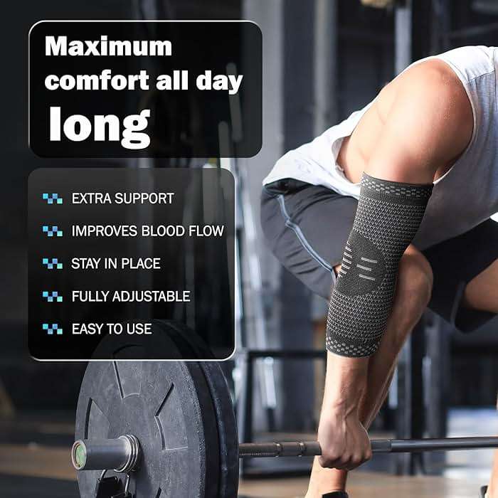POWERLIX 2Pack Elbow Orthopedic Brace Compression Support (Pair) - Elbow Sleeve for Tennis, Golfer’s, Bursitis, and Sprains, Arthritis, Tendonitis. Pain Relief(Black, L) - Image 3