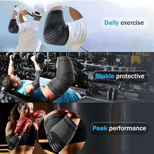 POWERLIX 2Pack Elbow Orthopedic Brace Compression Support (Pair) - Elbow Sleeve for Tennis, Golfer’s, Bursitis, and Sprains, Arthritis, Tendonitis. Pain Relief(Black, L) - Image 6