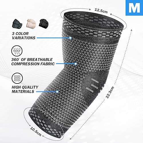 POWERLIX 2Pack Elbow Orthopedic Brace Compression Support (Pair) - Elbow Sleeve for Tennis, Golfer’s, Bursitis, and Sprains, Arthritis, Tendonitis. Pain Relief(Black, L) - Image 8