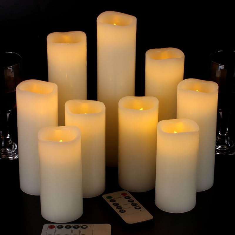 Vinkor Flameless Candles Battery Operated Candles Real Wax Pillar LED Candles with 10-Key Remote and Cycling 24 Hours Timer (Ivory 4" 5" 6" 7" 8" 9") - Image 1