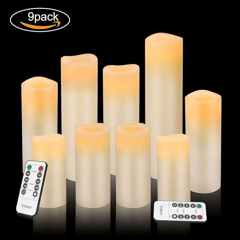 Vinkor Flameless Candles Battery Operated Candles Real Wax Pillar LED Candles with 10-Key Remote and Cycling 24 Hours Timer (Ivory 4" 5" 6" 7" 8" 9") - Image 2