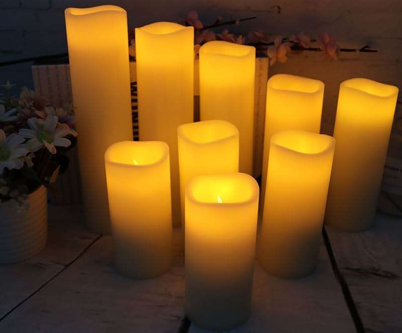 Vinkor Flameless Candles Battery Operated Candles Real Wax Pillar LED Candles with 10-Key Remote and Cycling 24 Hours Timer (Ivory 4" 5" 6" 7" 8" 9") - Image 3