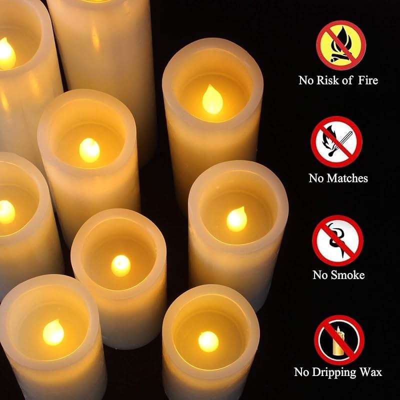 Vinkor Flameless Candles Battery Operated Candles Real Wax Pillar LED Candles with 10-Key Remote and Cycling 24 Hours Timer (Ivory 4" 5" 6" 7" 8" 9") - Image 5