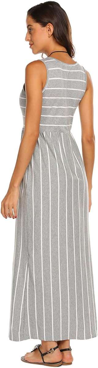 Hount Women's Summer Sleeveless Striped Flowy Casual Long Maxi Dress with Pockets - Image 6