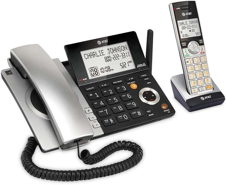 AT&T CL84107 DECT 6.0 Expandable Corded/Cordless Phone with Smart Call Blocker, Black/Silver with 1 Handset - Image 15