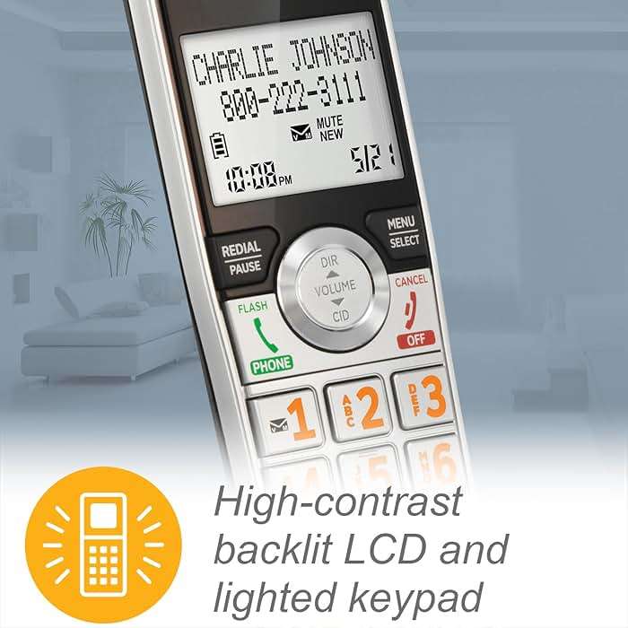 AT&T CL84107 DECT 6.0 Expandable Corded/Cordless Phone with Smart Call Blocker, Black/Silver with 1 Handset - Image 9