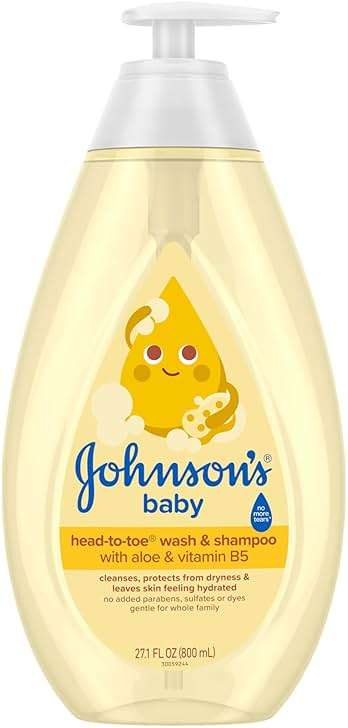 Johnson's Baby Head-To-Toe 2 in 1 Tear Free Wash & Shampoo with Aloe Vera and Vitamin B5, Safe and Gentle for Newborns and Delicate Skin, Hypoallergenic and pH Balanced, 27.1 Fl Oz - Image 1