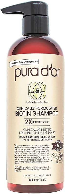 PURA D'OR Clinically Formulated Biotin Shampoo - Daily Hair Care Routine For Thinning Hair - 2X Concentrated 17+ Key Herbal Blend Hair Thickening Products For Women & Men, Botanical Zen Scent 16 Fl Oz - Image 1