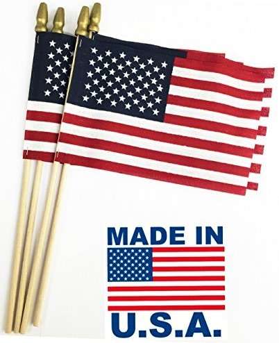 GIFTEXPRESS 24-Pack, Proudly MADE IN USA 8 x 12 Inch Spearhead Handheld American Flags on 24" Pole – Grave Marker USA Stick Flags - Image 1