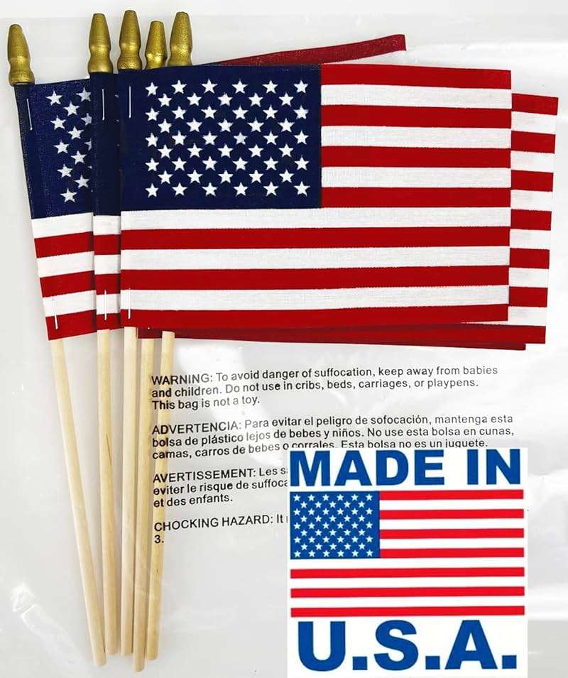 GIFTEXPRESS 24-Pack, Proudly MADE IN USA 8 x 12 Inch Spearhead Handheld American Flags on 24" Pole – Grave Marker USA Stick Flags - Image 8