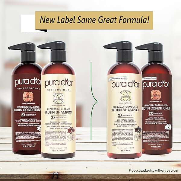 PURA D'OR Clinically Formulated Biotin Shampoo & Hair Regrowth Conditioner For Hair Thinning - 2X Concentrated Proprietary Thickening Blend For Women & Men, Sulfate Free, Botanical Zen Scent,16oz x2 - Image 6